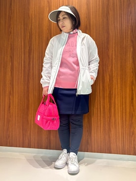 「アイテム（レギンス/スパッツ、ブルー系）」を使った、asamiさん（レディース・150cm）の冬コーディネート