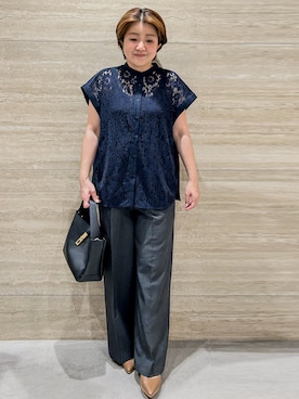 「オフィスカジュアル」｜「アイテム（パンツ）」を使った、NAMIさん（レディース・152cm）の夏コーディネート
