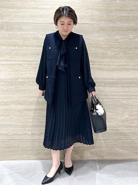 「アイテム（ブローチ/コサージュ、ベージュ系）」を使った、NAMIさん（レディース・152cm）の冬コーディネート