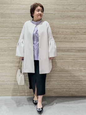 「アイテム（ノーカラーコート）」を使った、NAMIさん（レディース・152cm）の春コーディネート