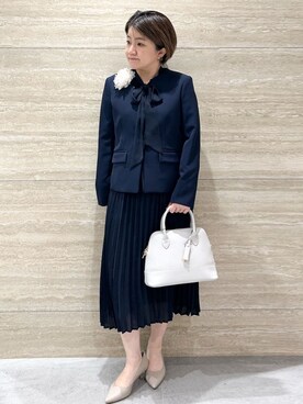 「アイテム（ブローチ/コサージュ、ベージュ系）」を使った、NAMIさん（レディース・152cm）の冬コーディネート