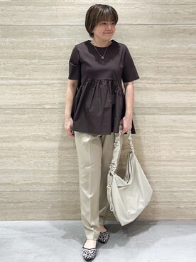 「OPAQUE.CLIP（オペークドットクリップ）の◆ペプラムドッキングカットソー【洗濯機洗い可】（Tシャツ/カットソー）」を使った、NAMIさん（レディース・152cm）の春コーディネート