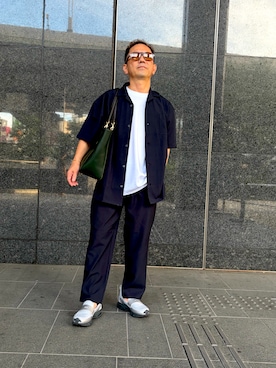 「GU（ジーユー）のアイテム（Tシャツ/カットソー、ホワイト系）」を使った、k-kさん（メンズ・162cm）の夏コーディネート