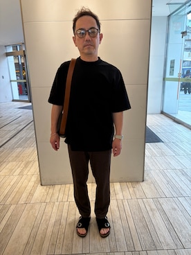 「URBAN RESEARCH DOORS（アーバンリサーチドアーズ）のアイテム（Tシャツ/カットソー、ブラック系）」を使った、k-kさん（メンズ・162cm）の夏コーディネート