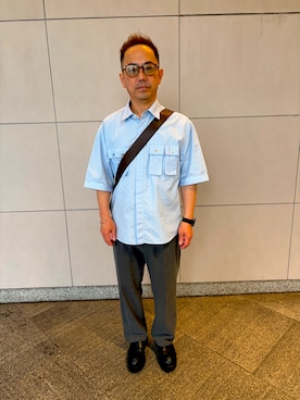 「GU（ジーユー）のアイテム（ローファー、ブラック系）」を使った、k-kさん（メンズ・162cm）の夏コーディネート