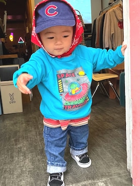 「Wrangler（ラングラー）のアイテム」を使った、komakidsさん（キッズ・80cm）の春コーディネート