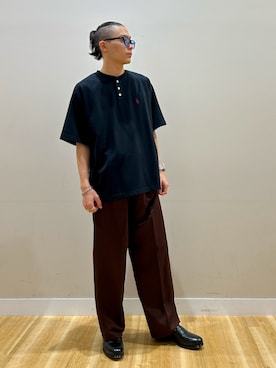 「U.S. POLO ASSN.（ユーエスポロアッスン）のU.S. POLO ASSN　天竺ヘンリーTシャツ（Tシャツ/カットソー、ブラック系）」を使った、ituさん（メンズ・166cm）の夏コーディネート