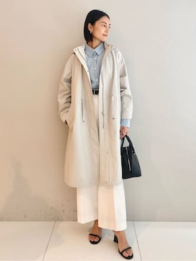 「UNTITLED（アンタイトル）の【2WAY/洗える/はっ水】グログランモッズコート（モッズコート、グレー系）」を使った、wos59206さん（レディース）の冬コーディネート