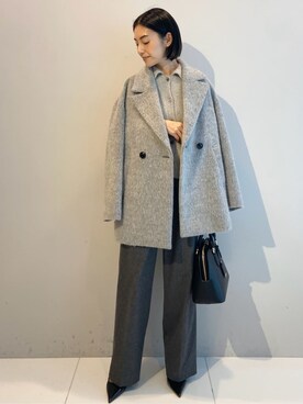 「アイテム（ピーコート、グレー系）」を使った、wos59206さん（レディース・157cm）の冬コーディネート