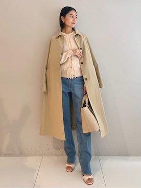 「UNTITLED（アンタイトル）の【はっ水/洗える】タスランステンカラーコート（ステンカラーコート、ベージュ系）」を使った、wos59206さん（レディース）の冬コーディネート