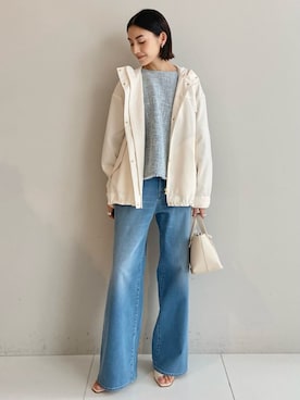 「UNTITLED（アンタイトル）の【洗える/はっ水】リラクシーマウンテンパーカー（ブルゾン、ホワイト系）」を使った、wos59206さん（レディース）の冬コーディネート