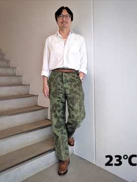 「DIGAWEL（ディガウェル）のアイテム（シャツ/ブラウス、ホワイト系）」を使った、ep8さん（メンズ・172cm）の春コーディネート