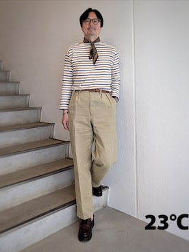 「SAINT JAMES（セントジェームス）のアイテム（Tシャツ/カットソー、その他）」を使った、ep8さん（メンズ・172cm）の春コーディネート
