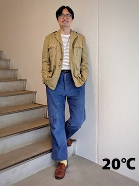 「アイテム（ミリタリージャケット）」を使った、ep8さん（メンズ・172cm）の春コーディネート