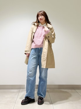 「URBAN RESEARCH（アーバンリサーチ）のシャツカラーマルチボーダーカットソー（シャツ/ブラウス、レッド系）」を使った、NAKANOさん（レディース・158cm）の春コーディネート