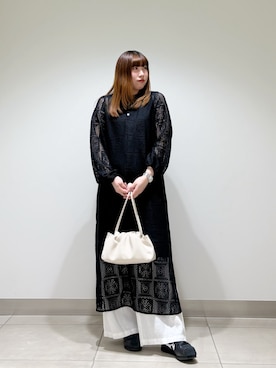 「URBAN RESEARCH DOORS（アーバンリサーチドアーズ）のレースワンピース（ワンピース、ブラック系）」を使った、NAKANOさん（レディース・158cm）の春コーディネート