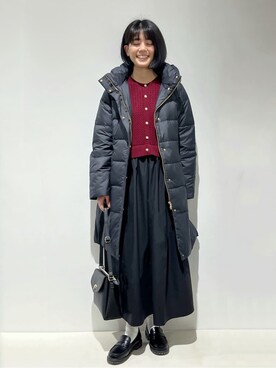 「grove（グローブ）の【名品アウター/800FP・多機能】つつまれダウンロング（ダウンジャケット/コート、ブラック系）」を使った、fjhr26さん（レディース・155cm）の冬コーディネート