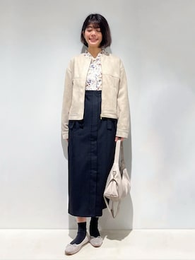 「grove（グローブ）の日常を華やかにするスエード調ブルゾン（ブルゾン、ベージュ系）」を使った、fjhr26さん（レディース・155cm）の秋コーディネート