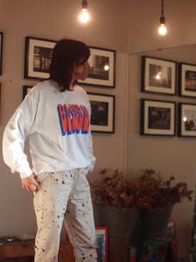 「COOKMAN（クックマン）のアイテム（その他パンツ、ベージュ系）」を使った、ももさん（レディース・166cm）の秋コーディネート