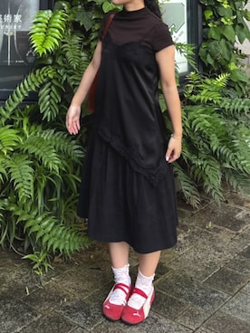 「NATURAL BEAUTY（ナチュラルビューティー）のアイテム（スカート、ブラック系）」を使った、miさん（レディース・148cm）の秋コーディネート