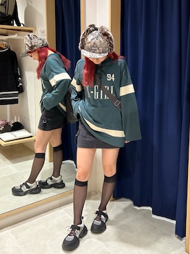 「X-girl（エックスガール）のアイテム（キャップ）」を使った、yumaさん（レディース・152cm）の秋コーディネート