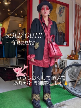 「野良庭商店さんで。のアイテム（シャツ/ブラウス、レッド系）」を使った、🌱‬‪さん（レディース・159cm）の夏コーディネート