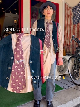 「野良庭商店さんで。のアイテム（ネクタイ、ブラウン系）」を使った、🌱‬‪さん（レディース・159cm）の夏コーディネート