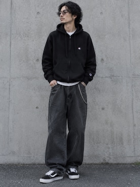 「Champion（チャンピオン）のアイテム」を使った、toshiyaさん（メンズ・173cm）の秋コーディネート