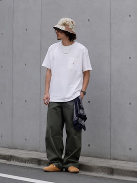 「JACKSON MATISSE（ジャクソンマティス）のJACKSONMATISSE/ジャクソンマティス Bucket Hat カモ柄 バケットハット 帽子 ワーク ミリタリー メンズ 2026年秋冬（ハット、その他）」を使った、toshiyaさん（メンズ・173cm）の秋コーディネート