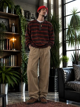 「Wrangler（ラングラー）のアイテム（スラックス）」を使った、toshiyaさん（メンズ・173cm）の秋コーディネート