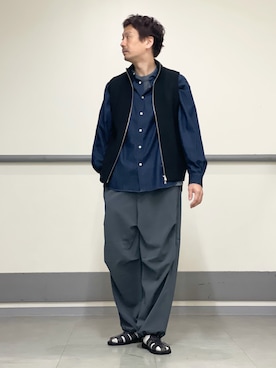 「サンダルに靴下」｜OMI3さん（メンズ・180cm）の春コーディネート