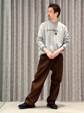 「alfredoBANNISTER（アルフレッドバニスター）の【INFINITO / TYPE:001】レースアップスニーカー（スニーカー、ブラック系）」を使った、OMI3さん（メンズ・180cm）の春コーディネート
