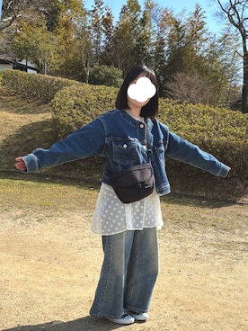 「しまむら（シマムラ）のアイテム（キャミソール、ホワイト系）」を使った、miyuさん（レディース・154cm）の春コーディネート