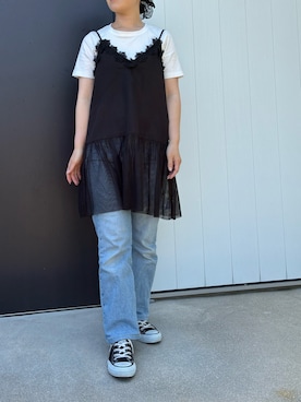 「GAP（ギャップ）のアイテム（パンツ）」を使った、miyuさん（レディース・154cm）の春コーディネート