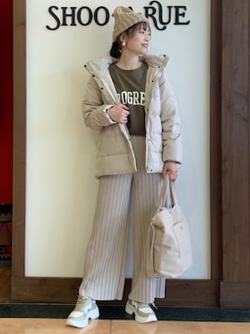「DRESKIP（ドレスキップ）のアイテム（ニットキャップ/ビーニー）」を使った、Hiromiさん（レディース・164cm）の秋コーディネート