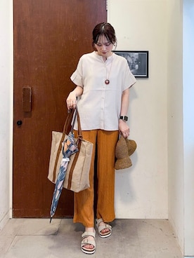 「アイテム（長傘）」を使った、Hiromiさん（レディース・164cm）の春コーディネート