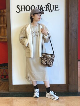 「ワンピース×スニーカー」｜「アイテム（ブルゾン）」を使った、Hiromiさん（レディース・164cm）の冬コーディネート