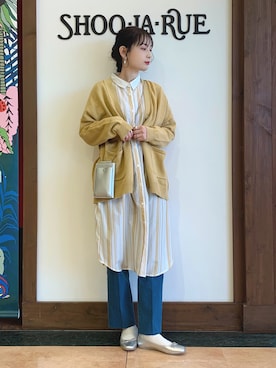 「ニットカーディガン」｜「アイテム（財布/小物）」を使った、Hiromiさん（レディース・164cm）の冬コーディネート