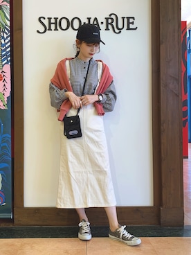 「DRESKIP（ドレスキップ）のアイテム（キャップ）」を使った、Hiromiさん（レディース・164cm）の春コーディネート