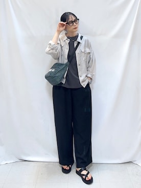 「AG by aquagirl（エージーバイアクアガール）のニットダウンコート（ダウンジャケット/コート、グレー系）」を使った、Hiromiさん（レディース・164cm）の春コーディネート