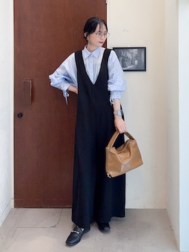 「アイテム（オールインワン・サロペット）」を使った、Hiromiさん（レディース・164cm・40代）の秋コーディネート