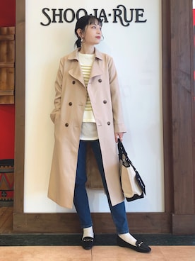 「DRESKIP（ドレスキップ）のアイテム（トレンチコート）」を使った、Hiromiさん（レディース・164cm）の冬コーディネート