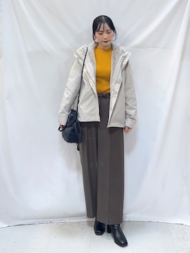 「SHOO・LA・RUE（シューラルー）の【洗濯機可/撥水/マルチWAY】ファーライナー付き 毎日欲張りマンパ（ブルゾン、ベージュ系）」を使った、Hiromiさん（レディース・164cm）の秋コーディネート