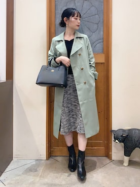 「DRESKIP（ドレスキップ）のアイテム（トレンチコート）」を使った、Hiromiさん（レディース・164cm）の冬コーディネート