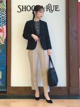 「DRESKIP（ドレスキップ）のアイテム（ノーカラージャケット）」を使った、Hiromiさん（レディース・164cm）の春コーディネート