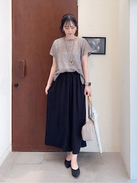 「アイテム（長傘）」を使った、Hiromiさん（レディース・164cm）の春コーディネート