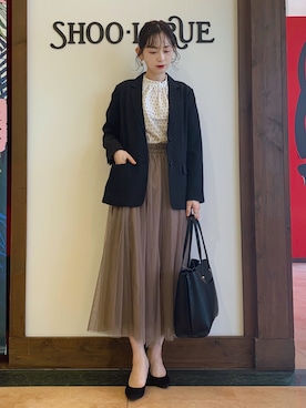 「DRESKIP（ドレスキップ）のアイテム（テーラードジャケット）」を使った、Hiromiさん（レディース・164cm）の春コーディネート