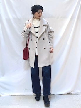 「アイテム（チェスターコート）」を使った、Hiromiさん（レディース・164cm）の冬コーディネート