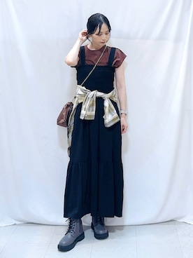 「SHOO・LA・RUE（シューラルー）の【洗える/S-LL/】程よいゆとりと抜け感 大人のチェックシャツ（シャツ/ブラウス）」を使った、Hiromiさん（レディース・164cm・40代）の秋コーディネート