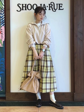 「チェック柄に恋してる」｜「アイテム（その他シューズ）」を使った、Hiromiさん（レディース・164cm）の春コーディネート